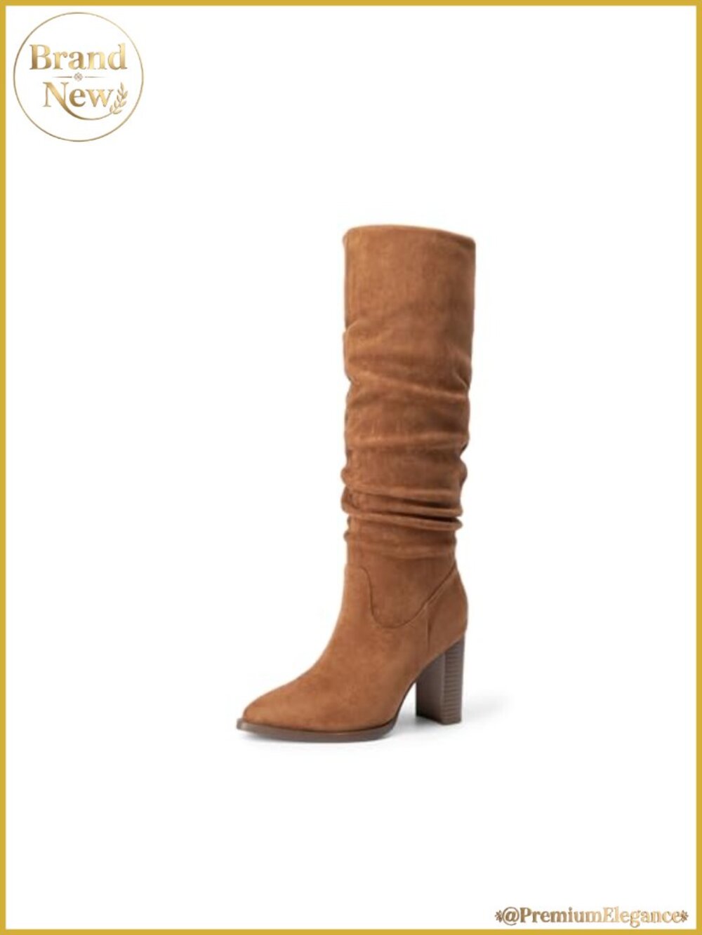 Women's Slouchy Knee High Boots Pointed Toe Slim Block Heel